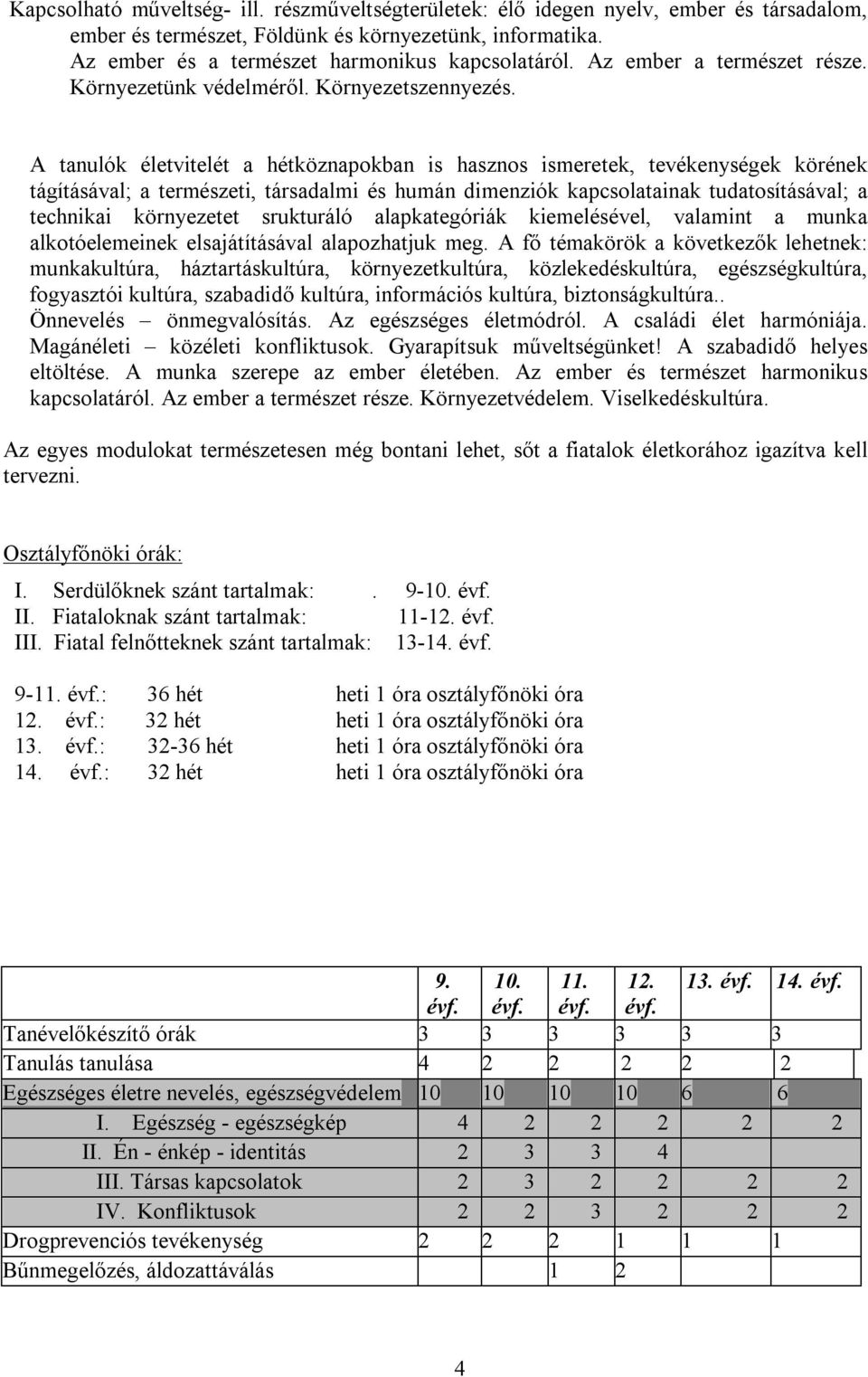 A tanulók életvitelét a hétköznapokban is hasznos ismeretek, tevékenységek körének tágításával; a természeti, társadalmi és humán dimenziók kapcsolatainak tudatosításával; a technikai környezetet