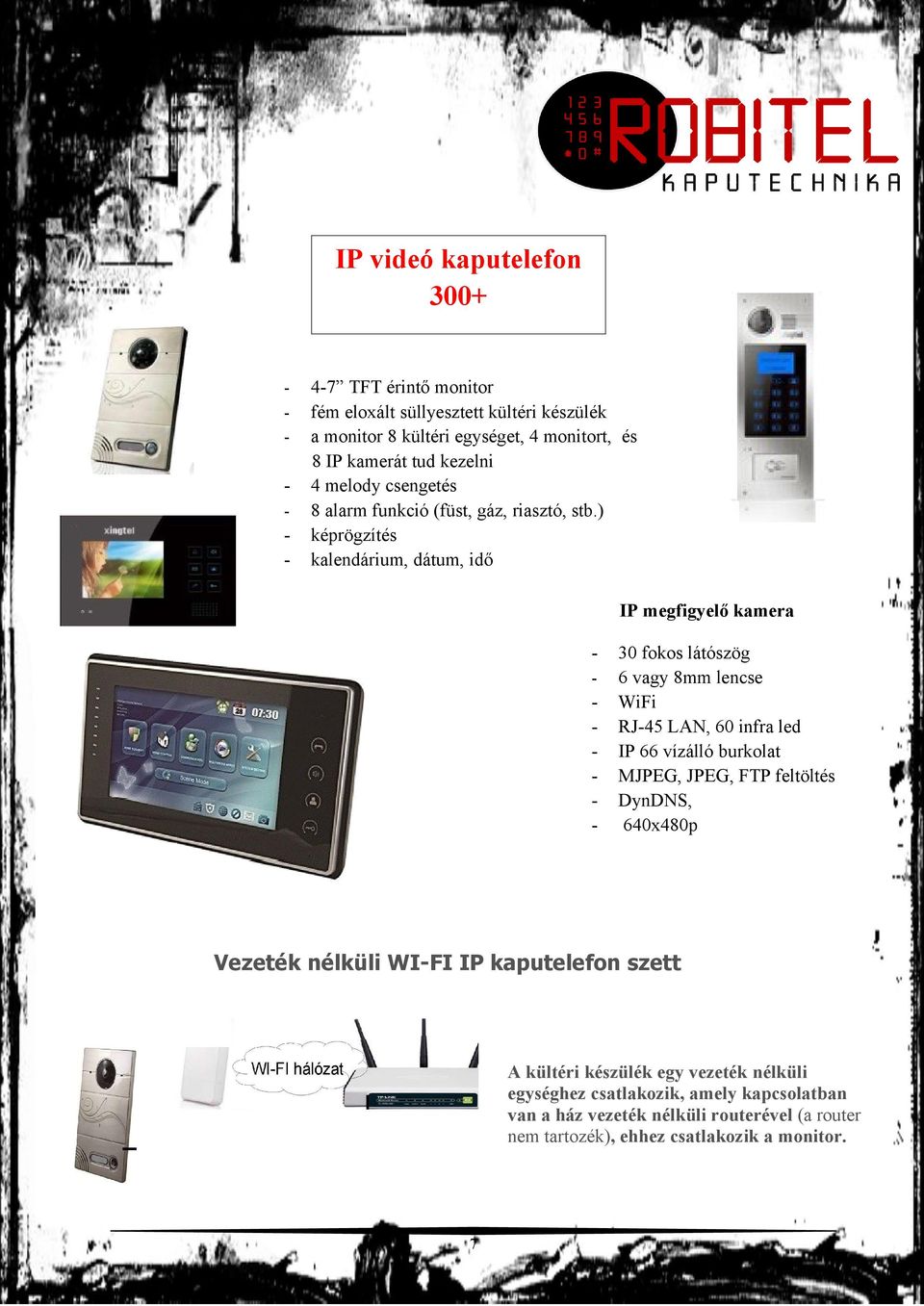 ) - képrögzítés - kalendárium, dátum, idő IP megfigyelő kamera - 30 fokos látószög - 6 vagy 8mm lencse - WiFi - RJ-45 LAN, 60 infra led - IP 66 vízálló burkolat -