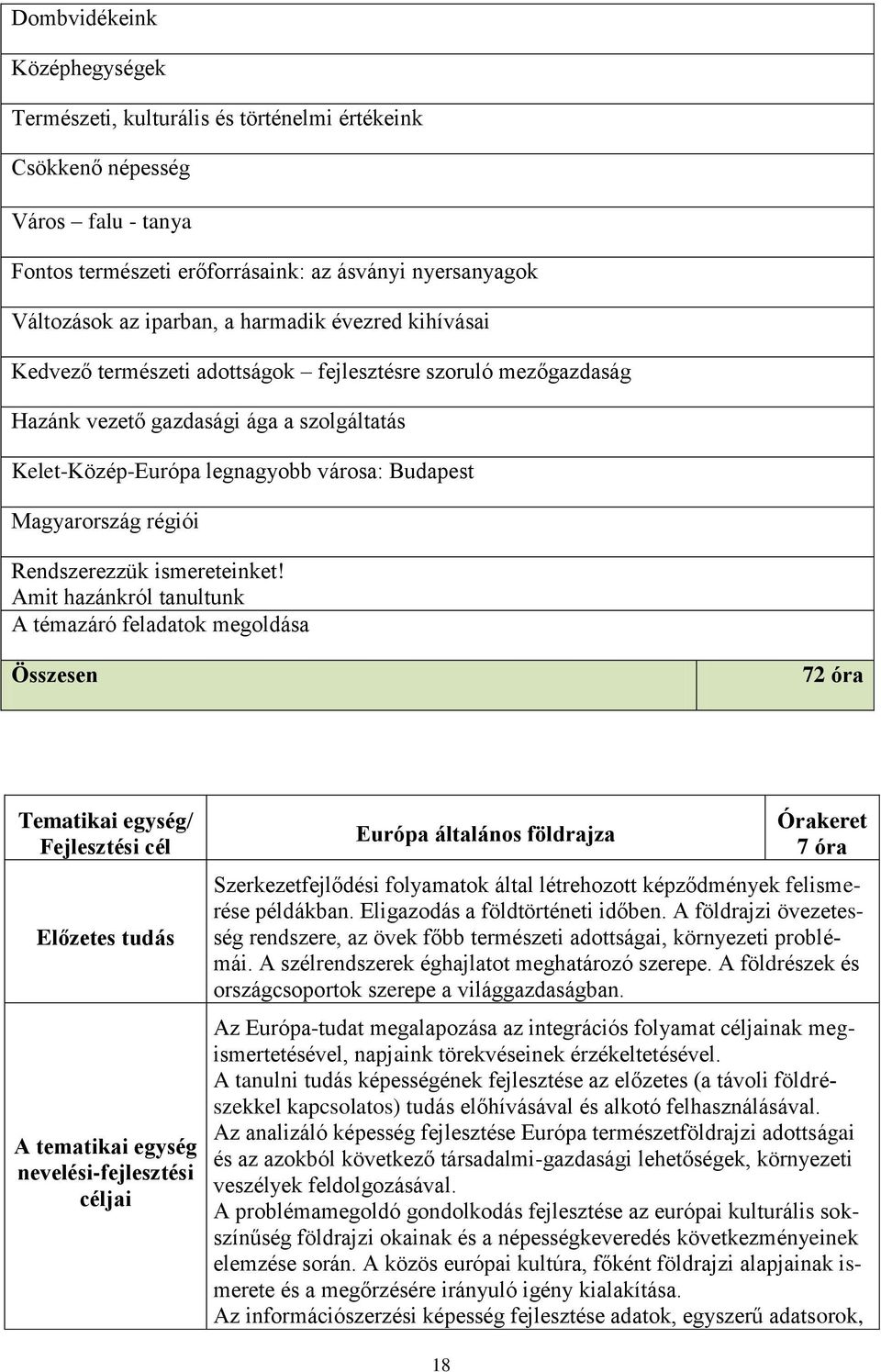 régiói Rendszerezzük ismereteinket!