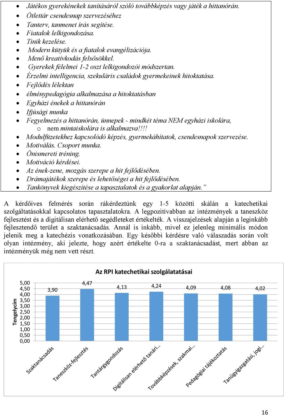 Fejlődés lélektan élménypedagógia alkalmazása a hitoktatásban Egyházi énekek a hittanórán Ifjúsági munka Fegyelmezés a hittanórán, ünnepek - mindkét téma NEM egyházi iskolára, o nem mintaiskolára is