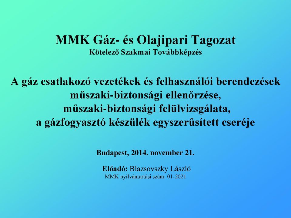 műszaki-biztonsági felülvizsgálata, a gázfogyasztó készülék egyszerűsített