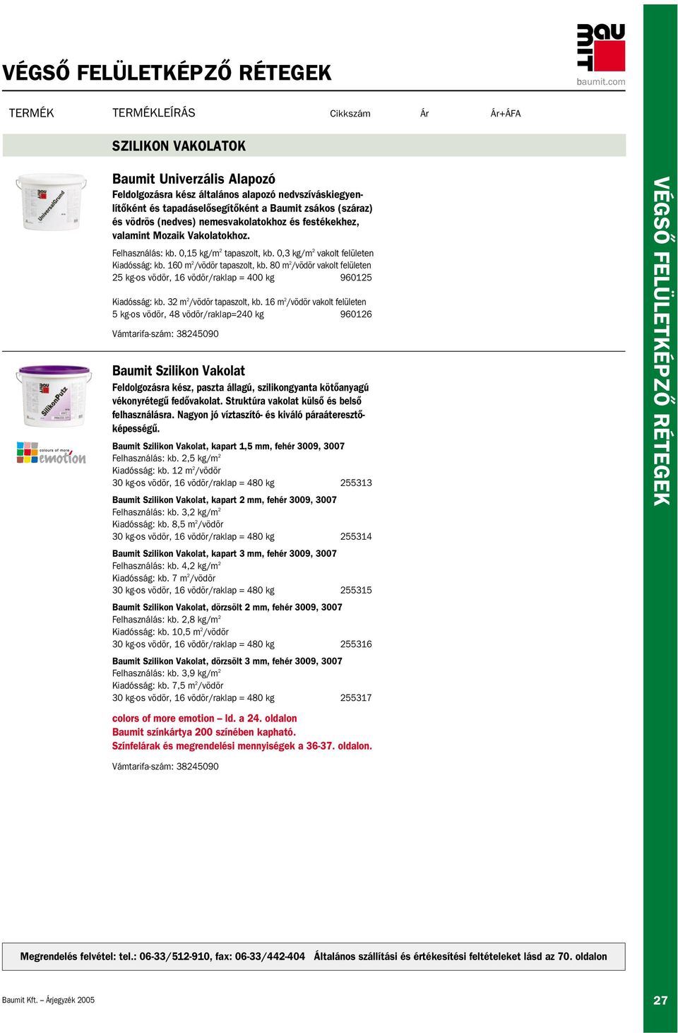 80 m 2 /vödör vakolt felületen 25 kg-os vödör, 16 vödör/raklap = 400 kg 960125 Kiadósság: kb. 32 m 2 /vödör tapaszolt, kb.