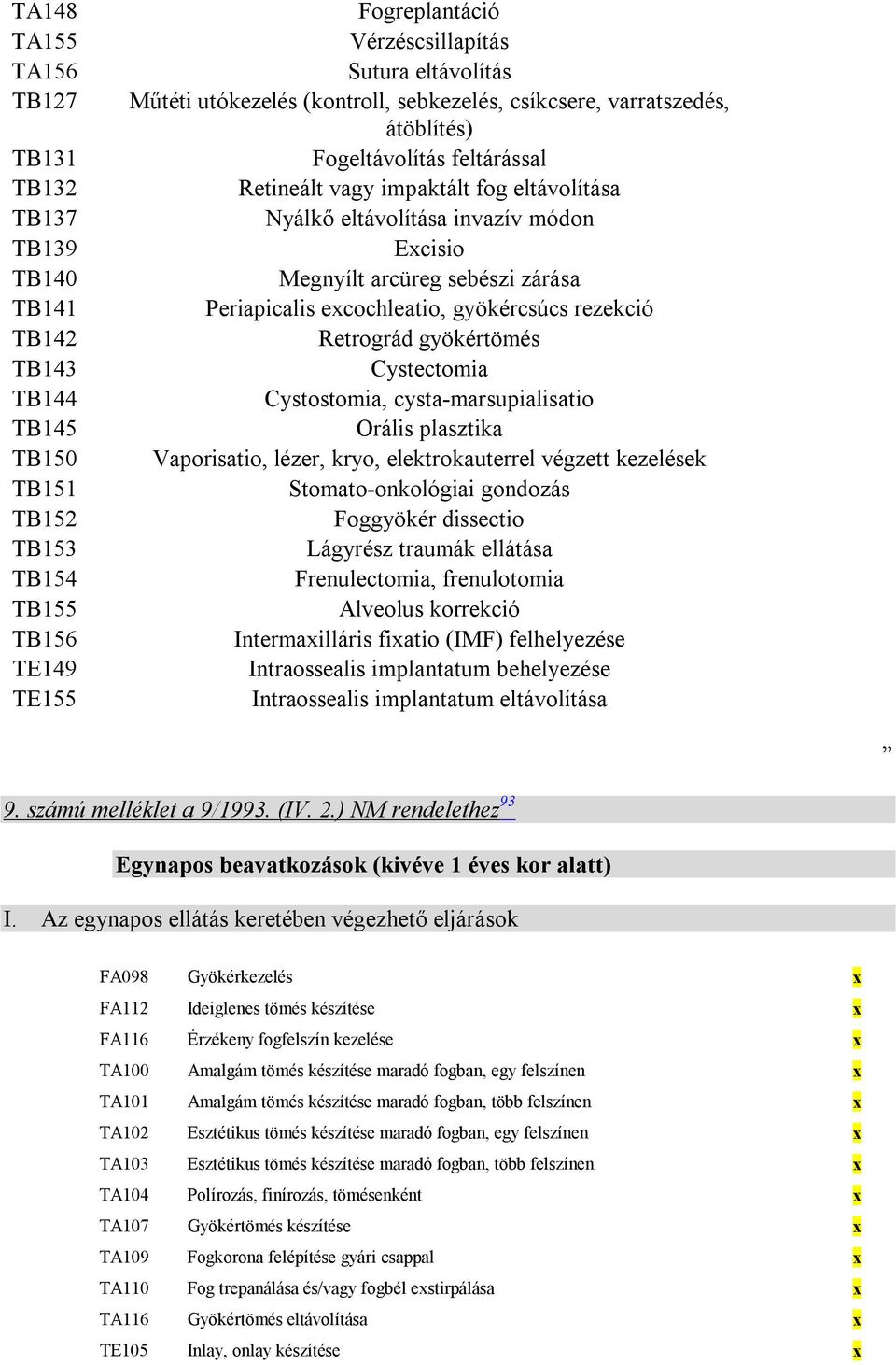 sebészi zárása Periapicalis excochleatio, gyökércsúcs rezekció Retrográd gyökértömés Cystectomia Cystostomia, cysta-marsupialisatio Orális plasztika Vaporisatio, lézer, kryo, elektrokauterrel végzett