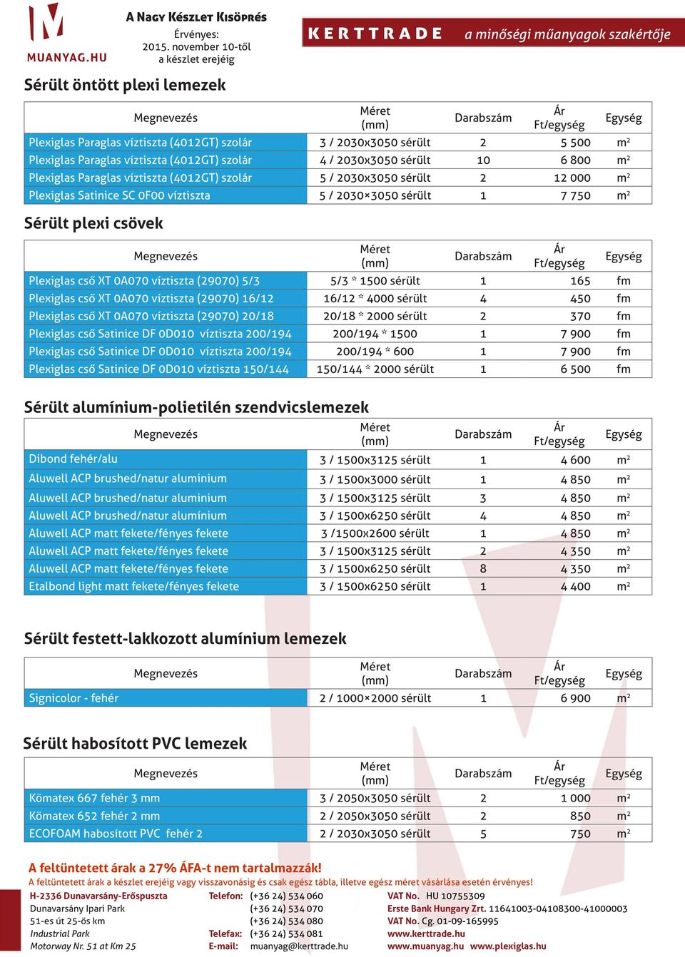 5/3 5/3 * 1500 sérült 1 165 fm Plexiglas cső XT 0A070 víztiszta (29070) 16/12 16/12 * 4000 sérült 4 450 fm Plexiglas cső XT 0A070 víztiszta (29070) 20/18 20/18 * 2000 sérült 2 370 fm Plexiglas cső