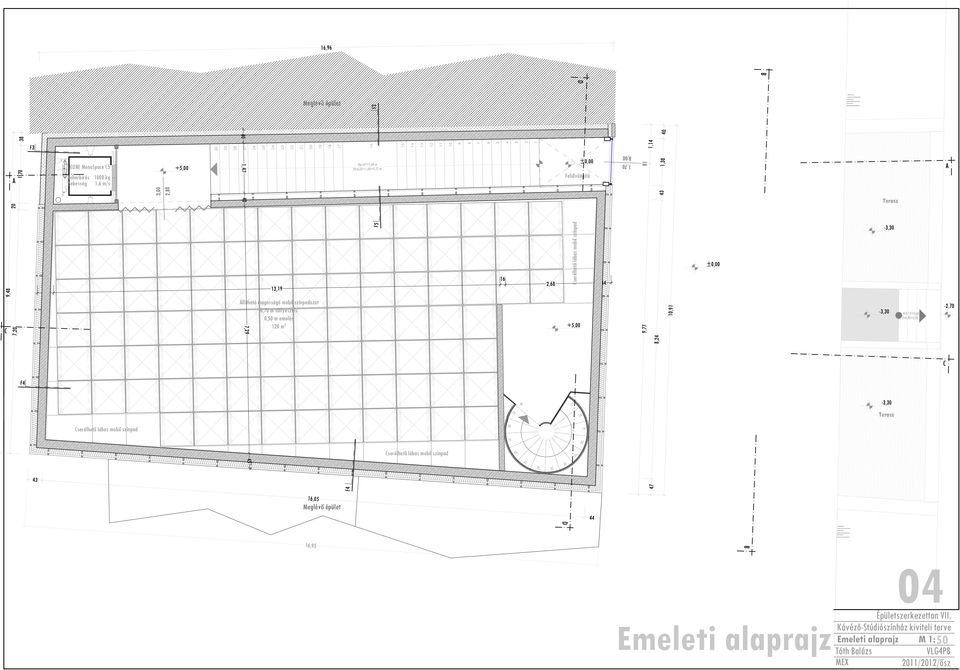 m/s +,00 0x =,00 m 9x0,8+,0=9, m Felülvilágító 8,00,0 B,,8 A Terasz 0 F 9,8 C,0,9 Állítható magasságó mobil