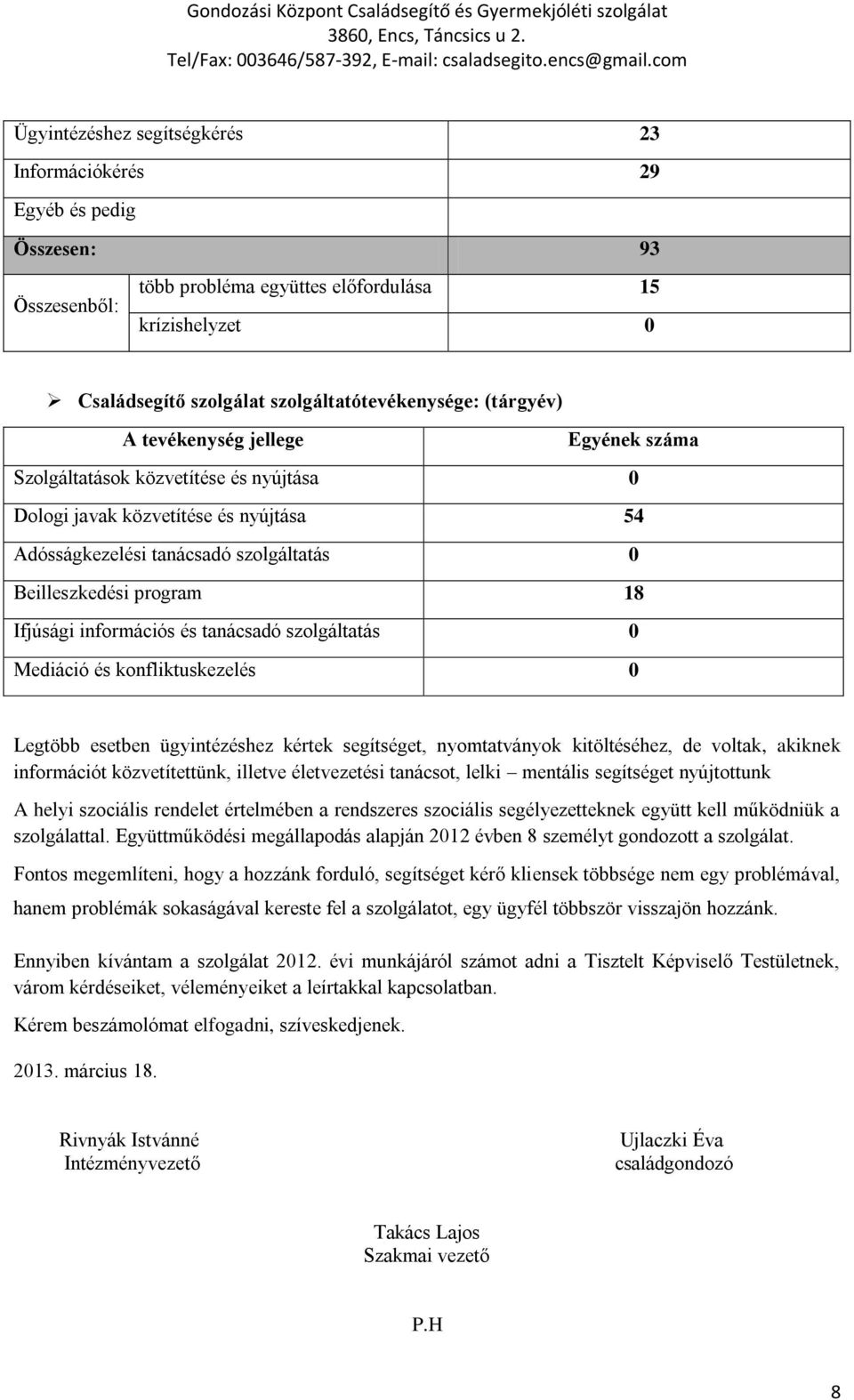 Ifjúsági információs és tanácsadó szolgáltatás 0 Mediáció és konfliktuskezelés 0 Legtöbb esetben ügyintézéshez kértek segítséget, nyomtatványok kitöltéséhez, de voltak, akiknek információt