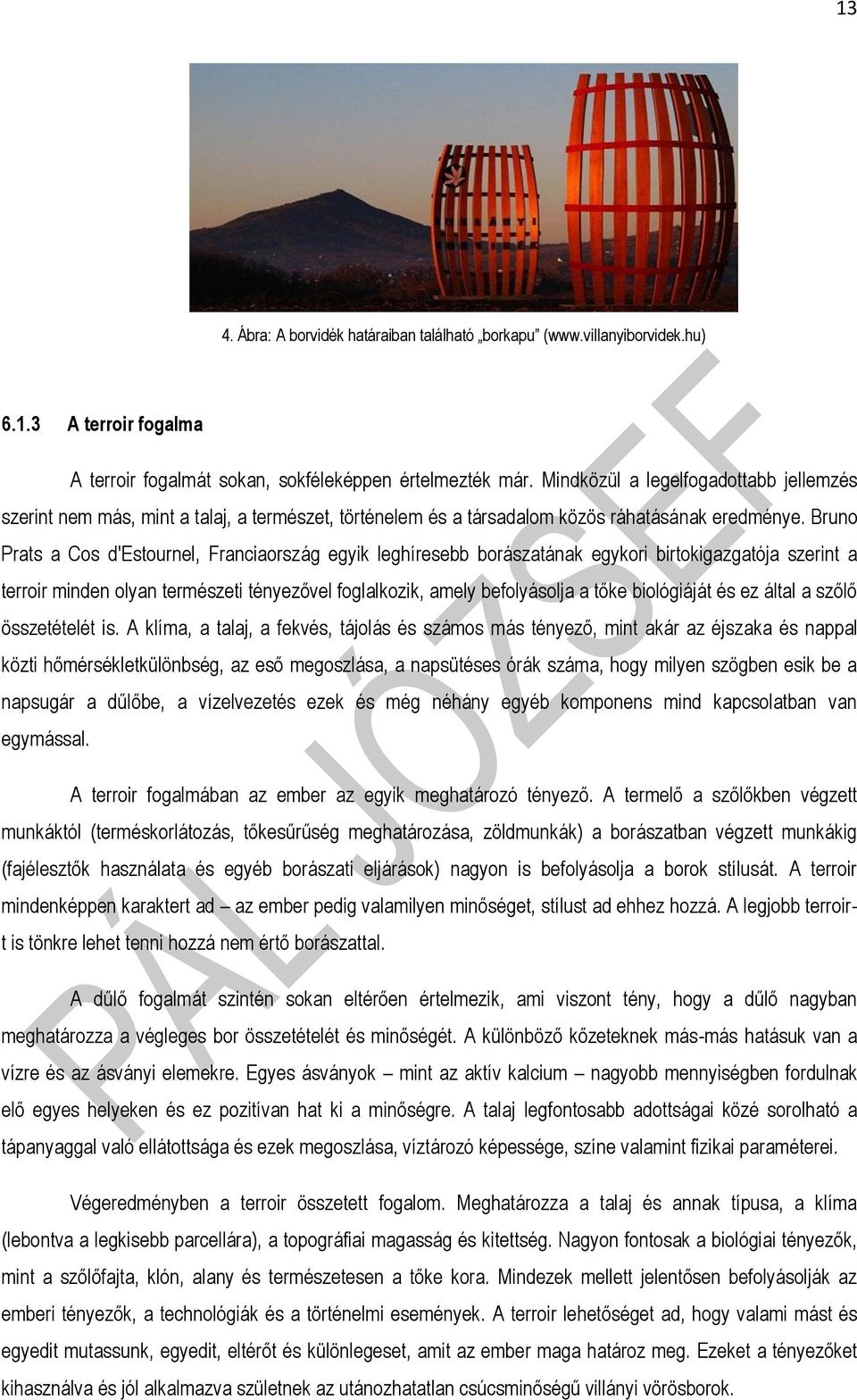 Bruno Prats a Cos d'estournel, Franciaország egyik leghíresebb borászatának egykori birtokigazgatója szerint a terroir minden olyan természeti tényezővel foglalkozik, amely befolyásolja a tőke