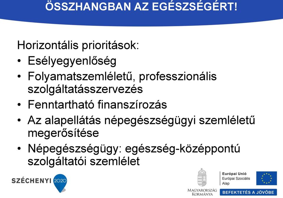 professzionális szolgáltatásszervezés Fenntartható finanszírozás