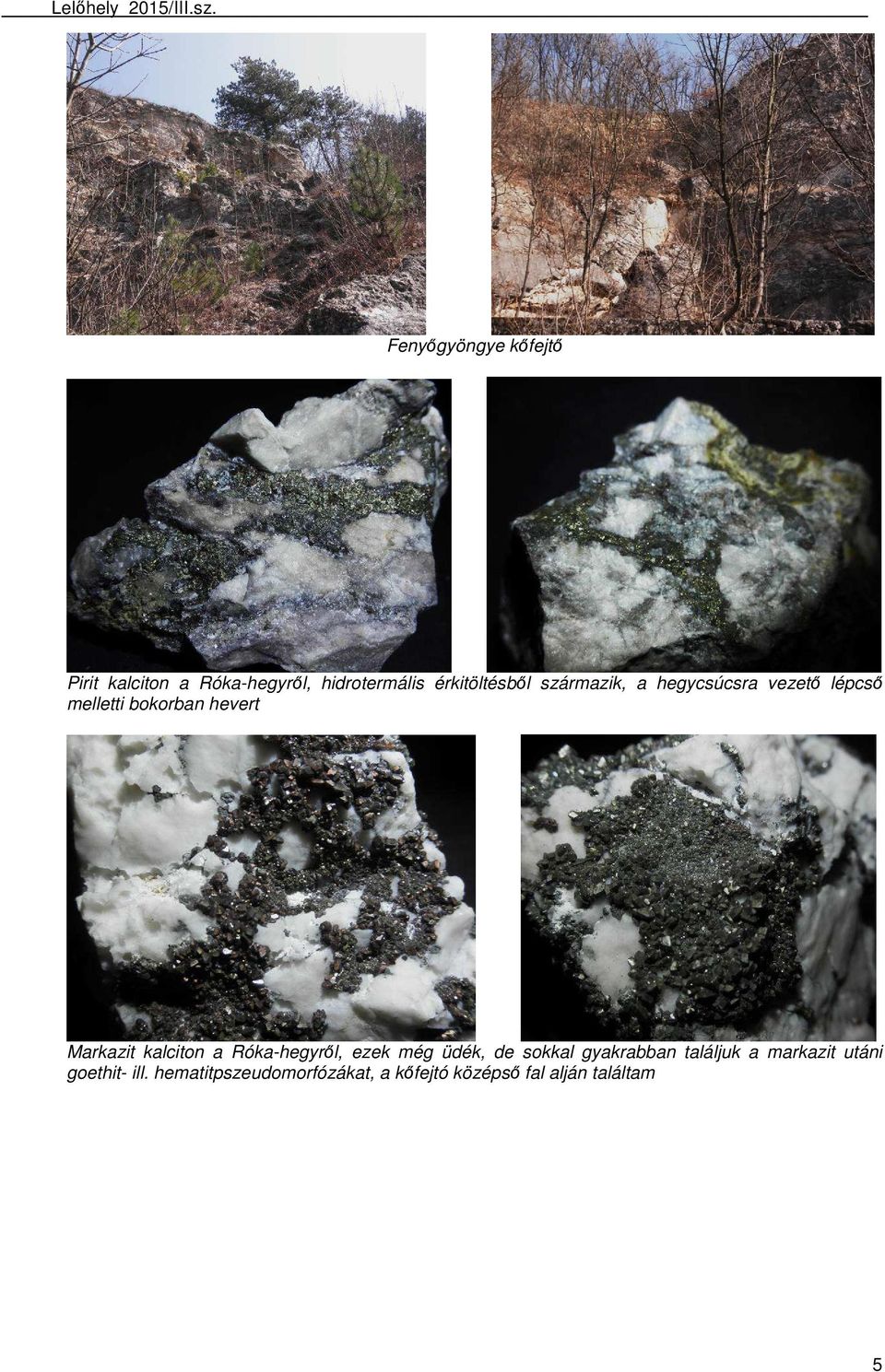 kalciton a Róka-hegyről, ezek még üdék, de sokkal gyakrabban találjuk a