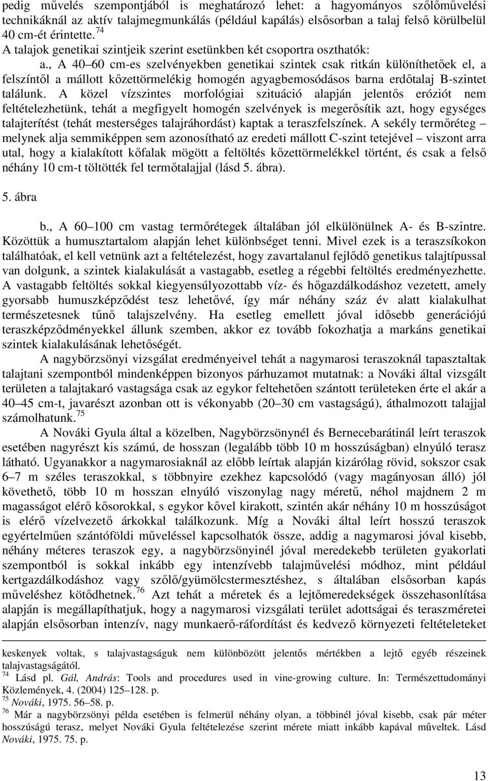 , A 40 60 cm-es szelvényekben genetikai szintek csak ritkán különíthetıek el, a felszíntıl a mállott kızettörmelékig homogén agyagbemosódásos barna erdıtalaj B-szintet találunk.