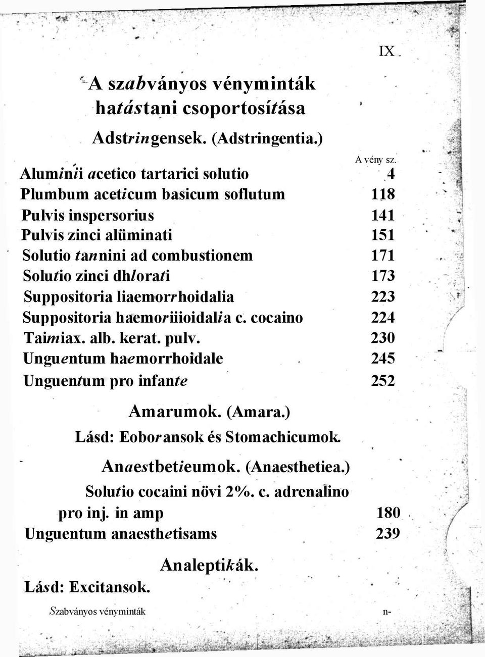 zinci dhlorati 173 Suppositoria liaemorrhoidalia 223 Suppositoria haemoriiioidalia c. cocaino 224 Taimiax. alb. kerat. pulv.
