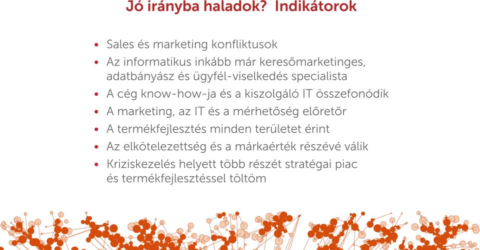 ügyfél-viselkedés specialista A cég know-how-ja és a kiszolgáló IT összefonódik A marketing, az IT és a