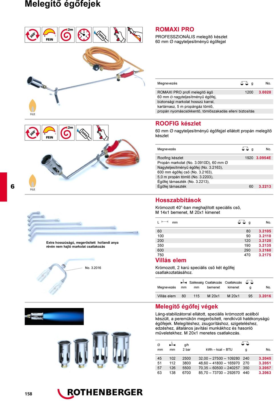 nagyteljesítményû égõfejjel ellátott propán melegítõ készlet Megnevezés g No. Hot Roofing készlet 1920 3.0954E Propán markolat (No. 3.0910D), 0 mm Ø Nagyteljesítményû égõfej (No. 3.213), 00 mm égõfej csõ (No.