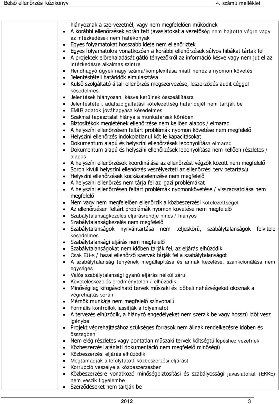 jut el az intézkedésre alkalmas szintre Rendhagyó ügyek nagy száma/komplexitása miatt nehéz a nyomon követés Jelentéstételi határidők elmulasztása Külső szolgáltató általi ellenőrzés megszervezése,