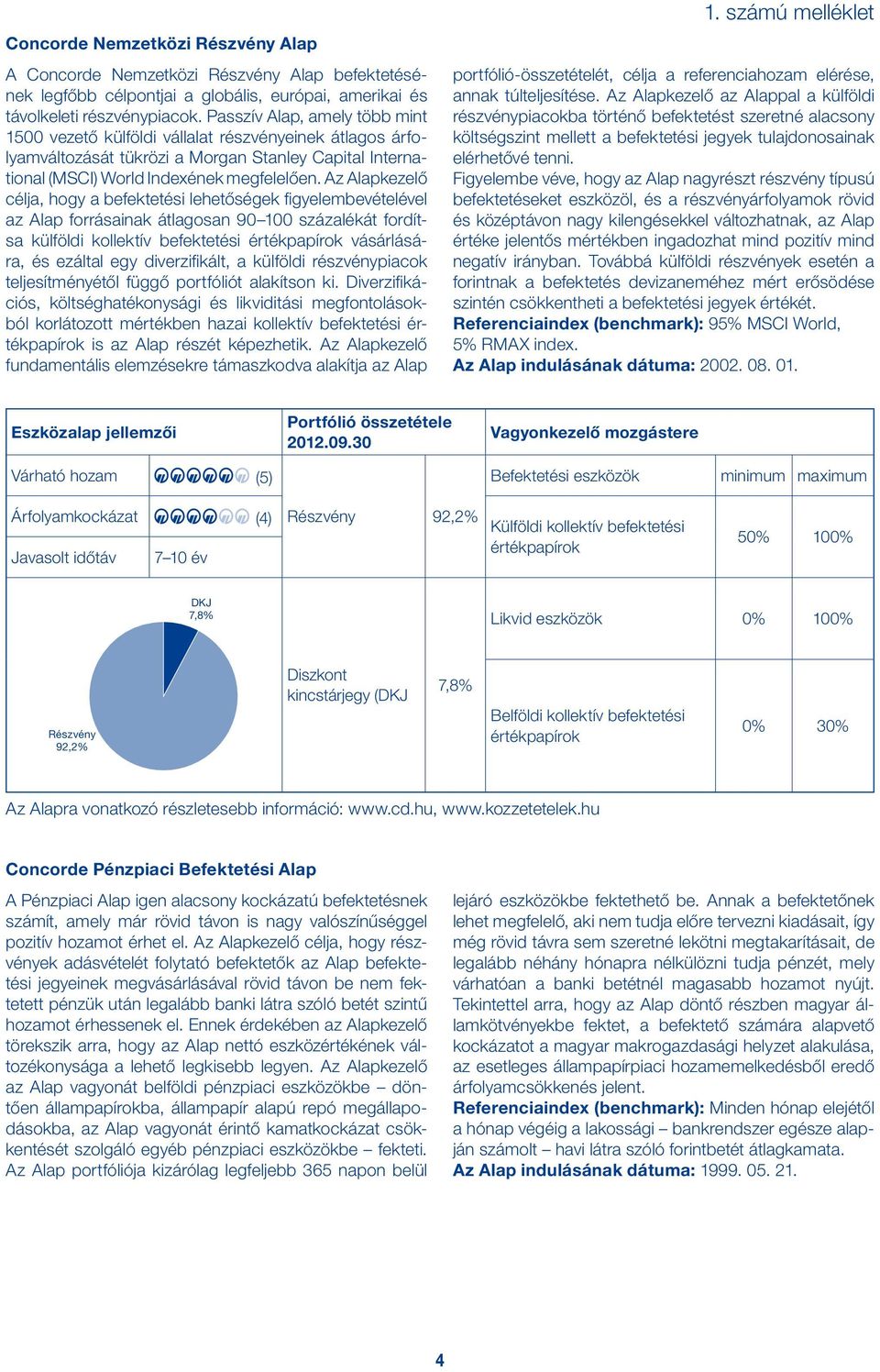 Az Alapkezelő célja, hogy a befektetési lehetőségek figyelembevételével az Alap forrásainak átlagosan 90 100 százalékát fordítsa külföldi kollektív befektetési értékpapírok vásárlására, és ezáltal