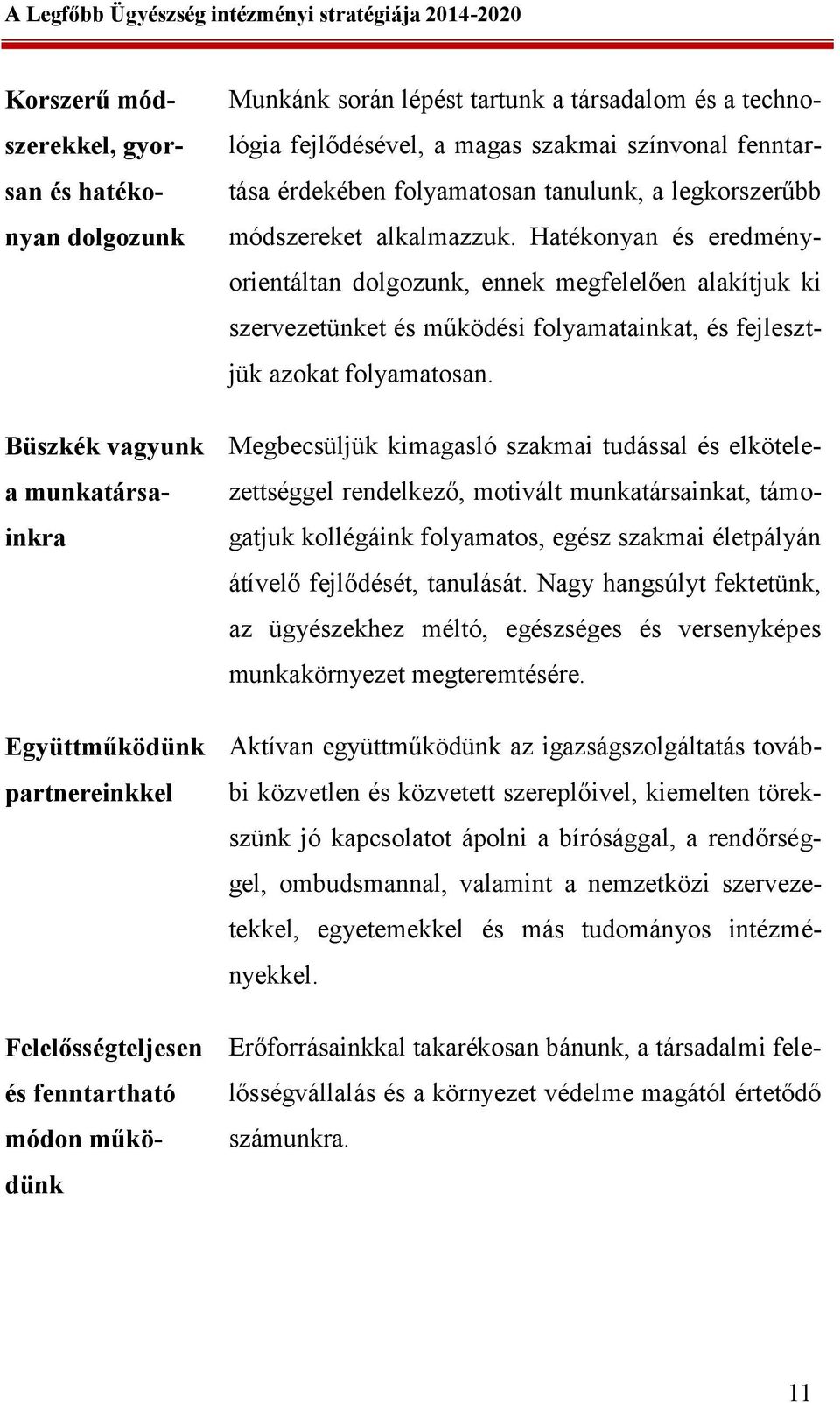 Hatékonyan és eredményorientáltan dolgozunk, ennek megfelelően alakítjuk ki szervezetünket és működési folyamatainkat, és fejlesztjük azokat folyamatosan.