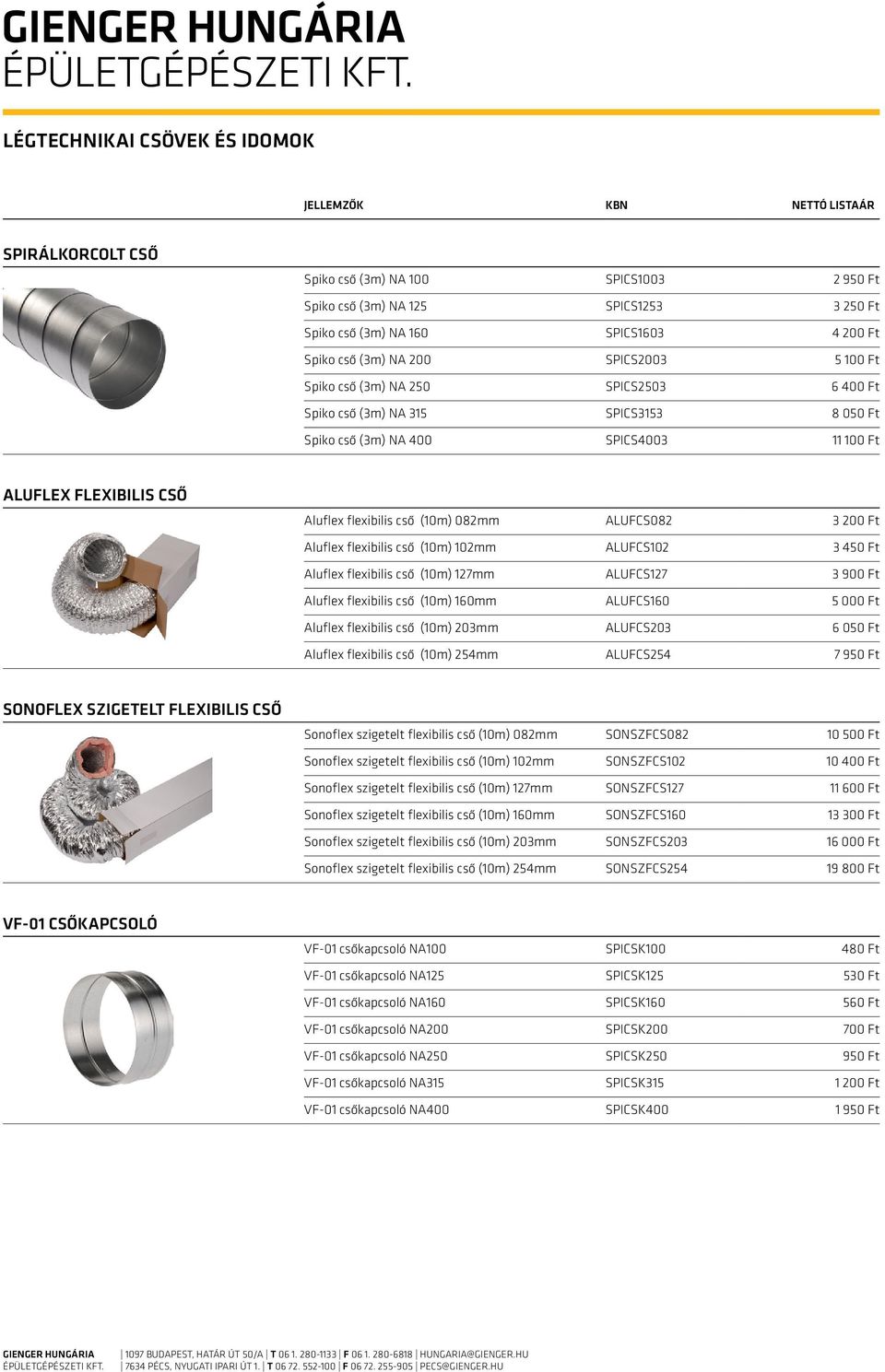 flexibilis cső (10m) 102mm ALUFCS102 3 450 Ft Aluflex flexibilis cső (10m) 127mm ALUFCS127 3 900 Ft Aluflex flexibilis cső (10m) 160mm ALUFCS160 5 000 Ft Aluflex flexibilis cső (10m) 203mm ALUFCS203