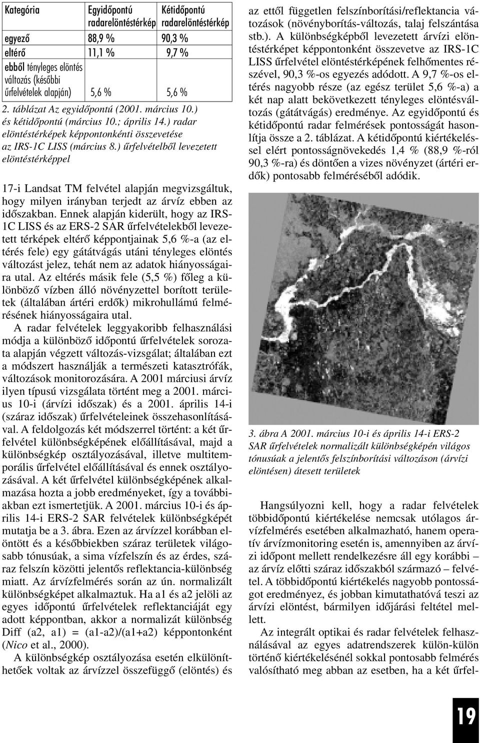 ) ûrfelvételbõl levezetett elöntéstérképpel 17-i Landsat TM felvétel alapján megvizsgáltuk, hogy milyen irányban terjedt az árvíz ebben az idõszakban.