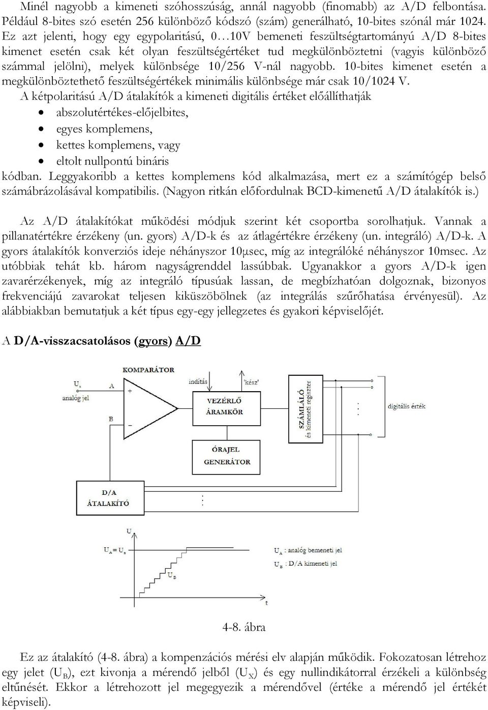 különbsége 10/256 V-nál nagyobb. 10-bites kimenet esetén a megkülönböztethető feszültségértékek minimális különbsége már csak 10/1024 V.