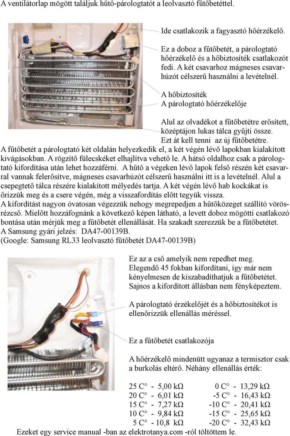 Samsung RL33SBSW nofrost hűtőgép javítása - PDF Free Download