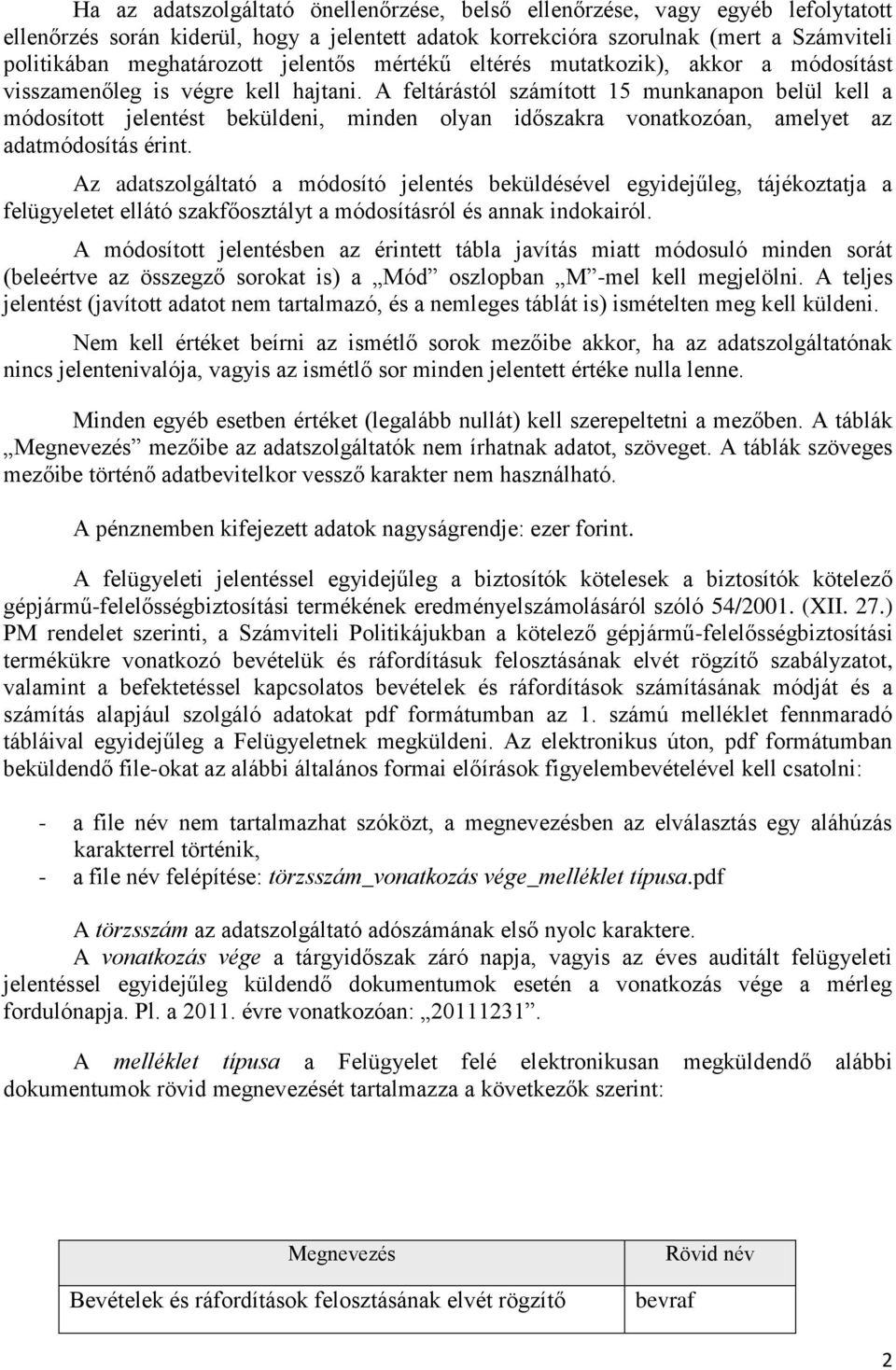 A feltárástól számított 15 munkanapon belül kell a módosított jelentést beküldeni, minden olyan időszakra vonatkozóan, amelyet az adatmódosítás érint.