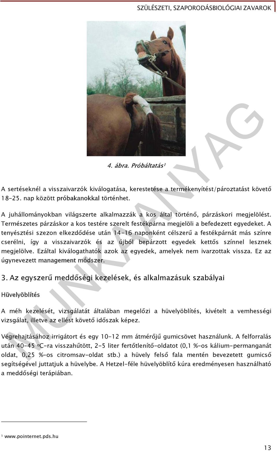 A tenyésztési szezon elkezdődése után 14-16 naponként célszerű a festékpárnát más színre cserélni, így a visszaivarzók és az újból bepárzott egyedek kettős színnel lesznek megjelölve.