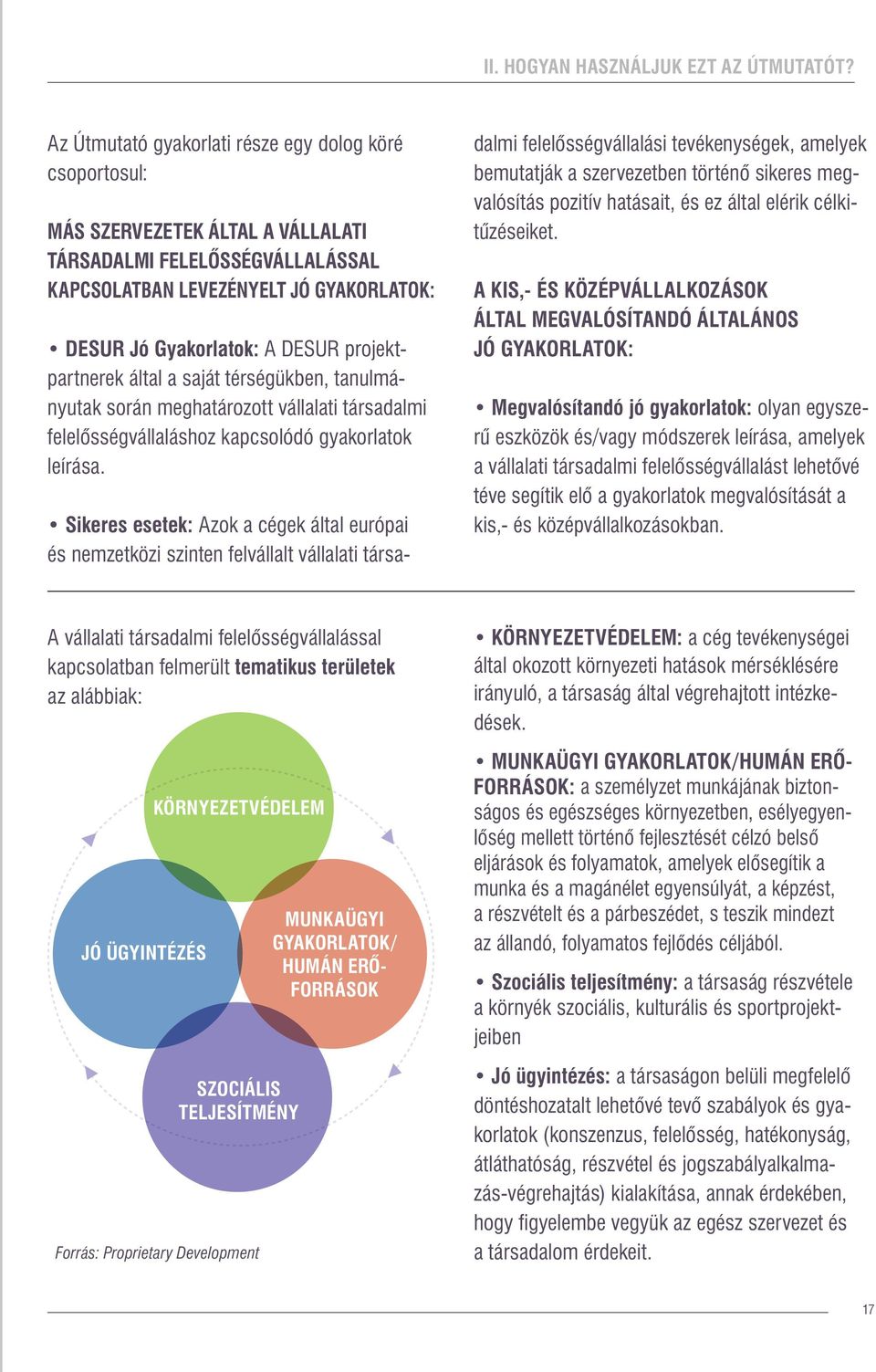 projektpartnerek által a saját térségükben, tanulmányutak során meghatározott vállalati társadalmi felelősségvállaláshoz kapcsolódó gyakorlatok leírása.