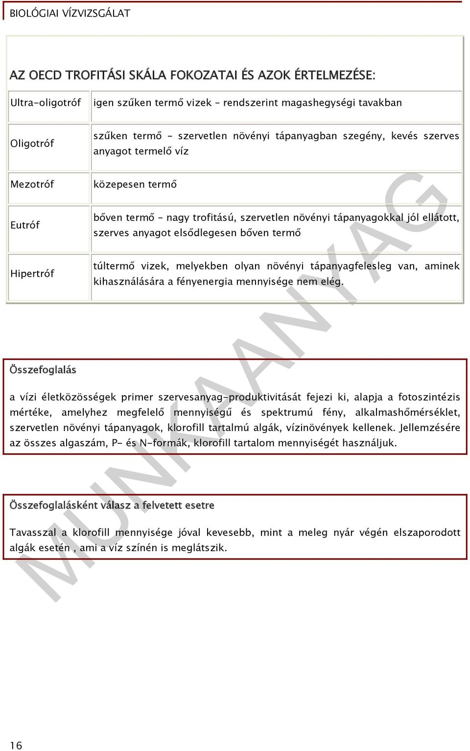 termő túltermő vizek, melyekben olyan növényi tápanyagfelesleg van, aminek kihasználására a fényenergia mennyisége nem elég.
