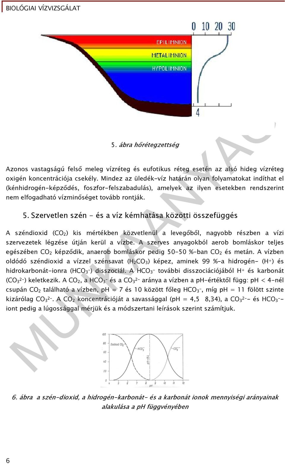 Szervetlen szén - és a víz kémhatása közötti összefüggés A széndioxid (CO 2 ) kis mértékben közvetlenül a levegőből, nagyobb részben a vízi szervezetek légzése útján kerül a vízbe.