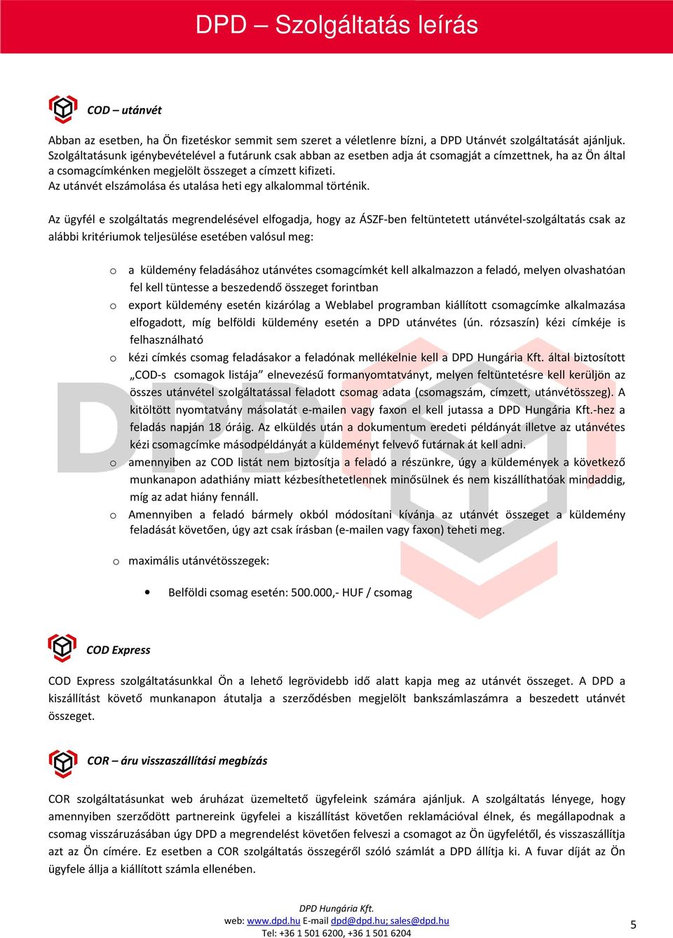 DPD Szolgáltatás leírás - PDF Free Download