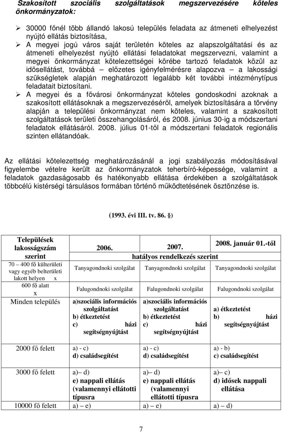 idısellátást, továbbá elızetes igényfelmérésre alapozva a lakossági szükségletek alapján meghatározott legalább két további intézménytípus feladatait biztosítani.