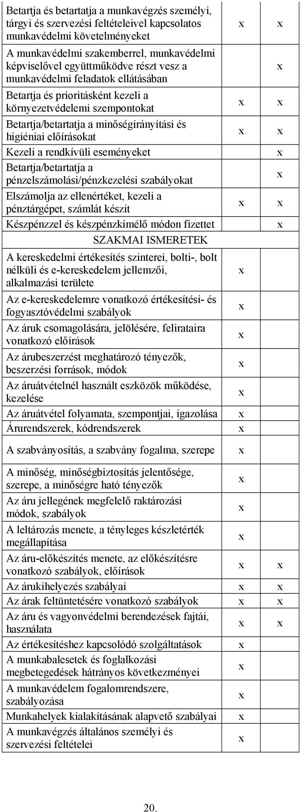 eseményeket Betartja/betartatja a pénzelszámolási/pénzkezelési szabályokat Elszámolja az ellenértéket, kezeli a pénztárgépet, számlát készít Készpénzzel és készpénzkímélő módon fizettet SZAKMAI