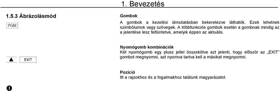 A többfunkciós gombok esetén a gombnak mindig az a jelentése lesz feltüntetve, amelyik éppen az aktuális.