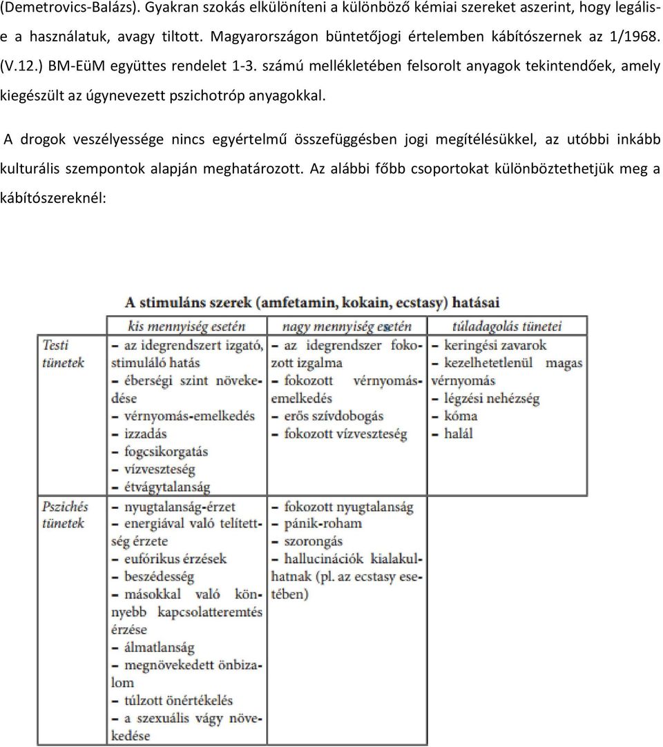 számú mellékletében felsorolt anyagok tekintendőek, amely kiegészült az úgynevezett pszichotróp anyagokkal.