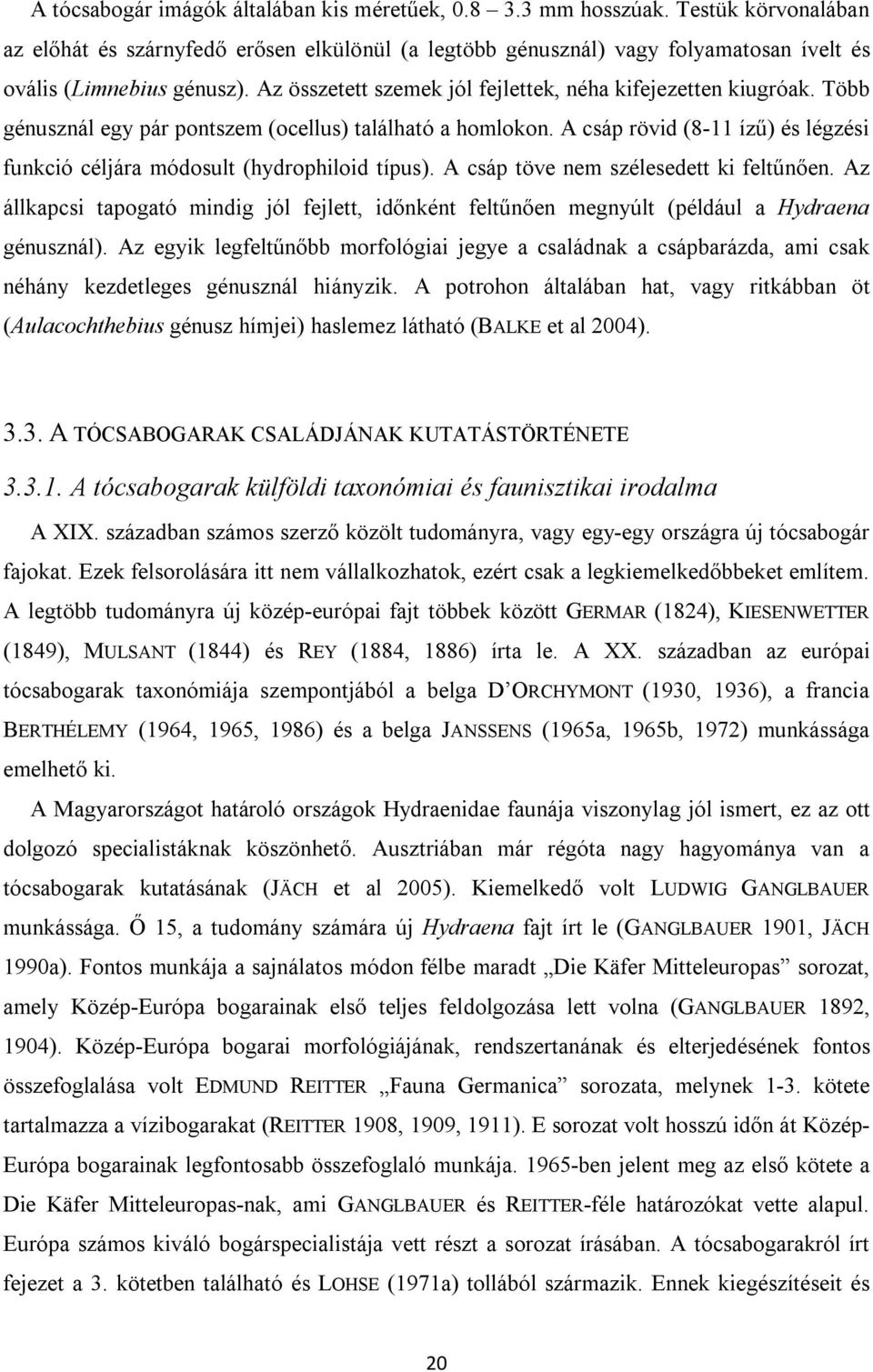 Több génusznál egy pár pontszem (ocellus) található a homlokon. A csáp rövid (8-11 ízű) és légzési funkció céljára módosult (hydrophiloid típus). A csáp töve nem szélesedett ki feltűnően.