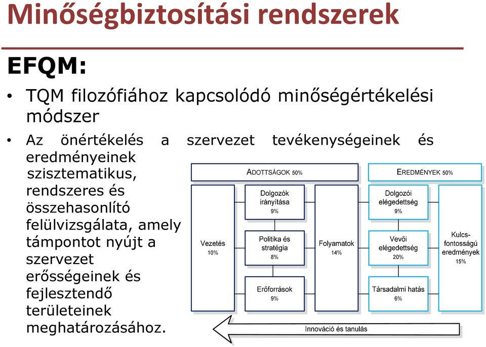 rendszeres és összehasonlító felülvizsgálata, amely támpontot nyújt a szervezet