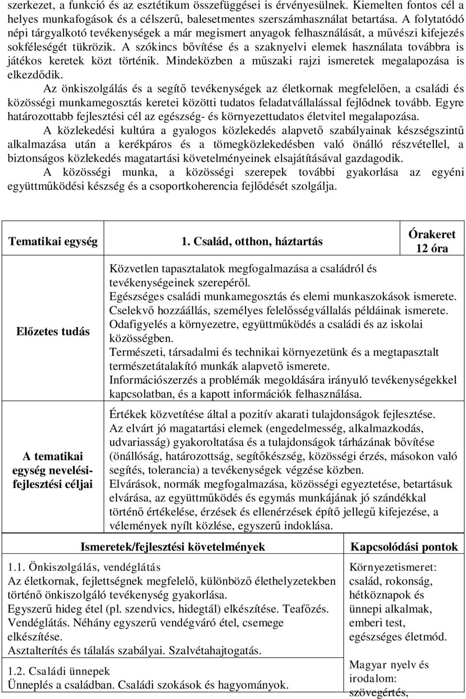 A szókincs bővítése és a szaknyelvi elemek használata továbbra is játékos keretek közt történik. Mindeközben a műszaki rajzi ismeretek megalapozása is elkezdődik.