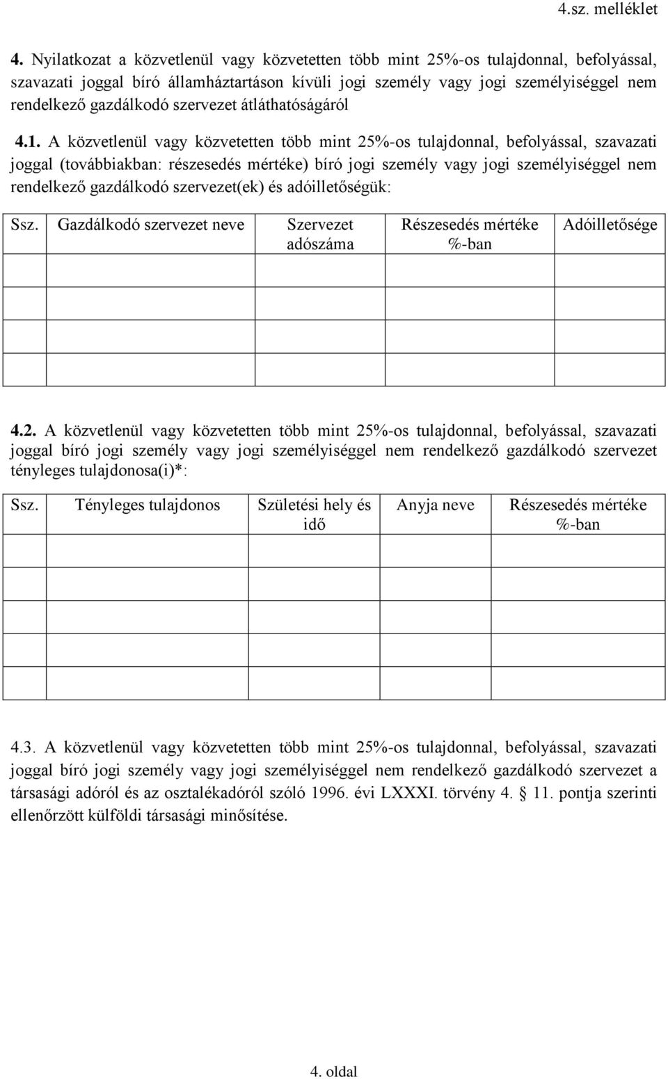 A közvetlenül vagy közvetetten több mint 25%-os tulajdonnal, befolyással, szavazati joggal (továbbiakban: részesedés mértéke) bíró jogi személy vagy jogi személyiséggel nem rendelkező gazdálkodó