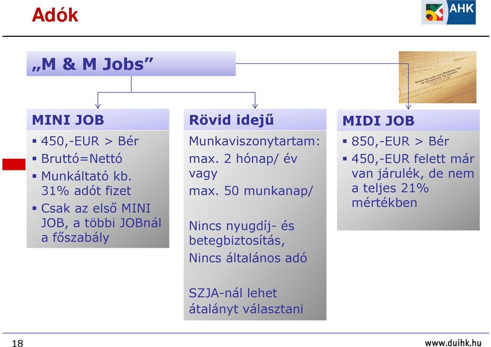 Munkaviszonytartam: max. 2 hónap/ év vagy max.