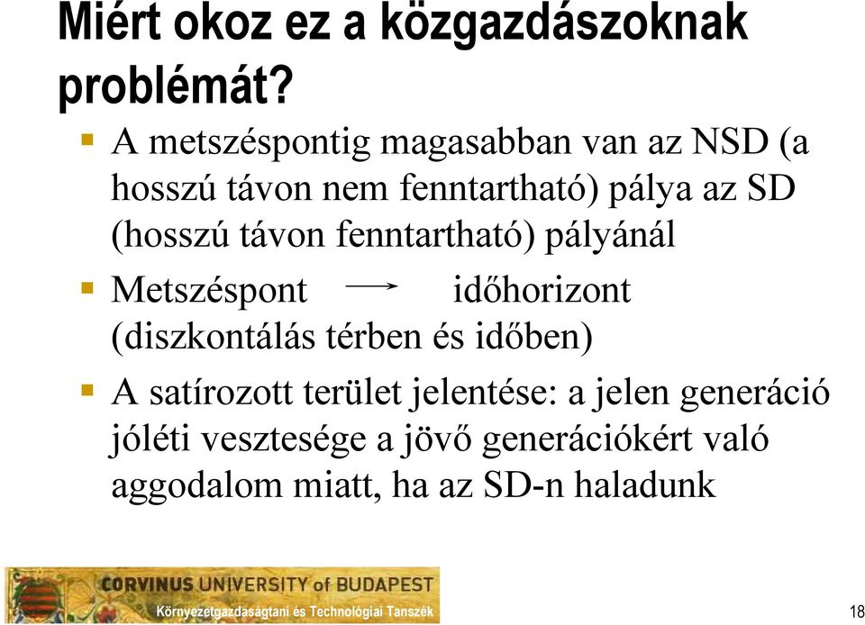(hosszú távon fenntartható) pályánál Metszéspont idıhorizont (diszkontálás térben és