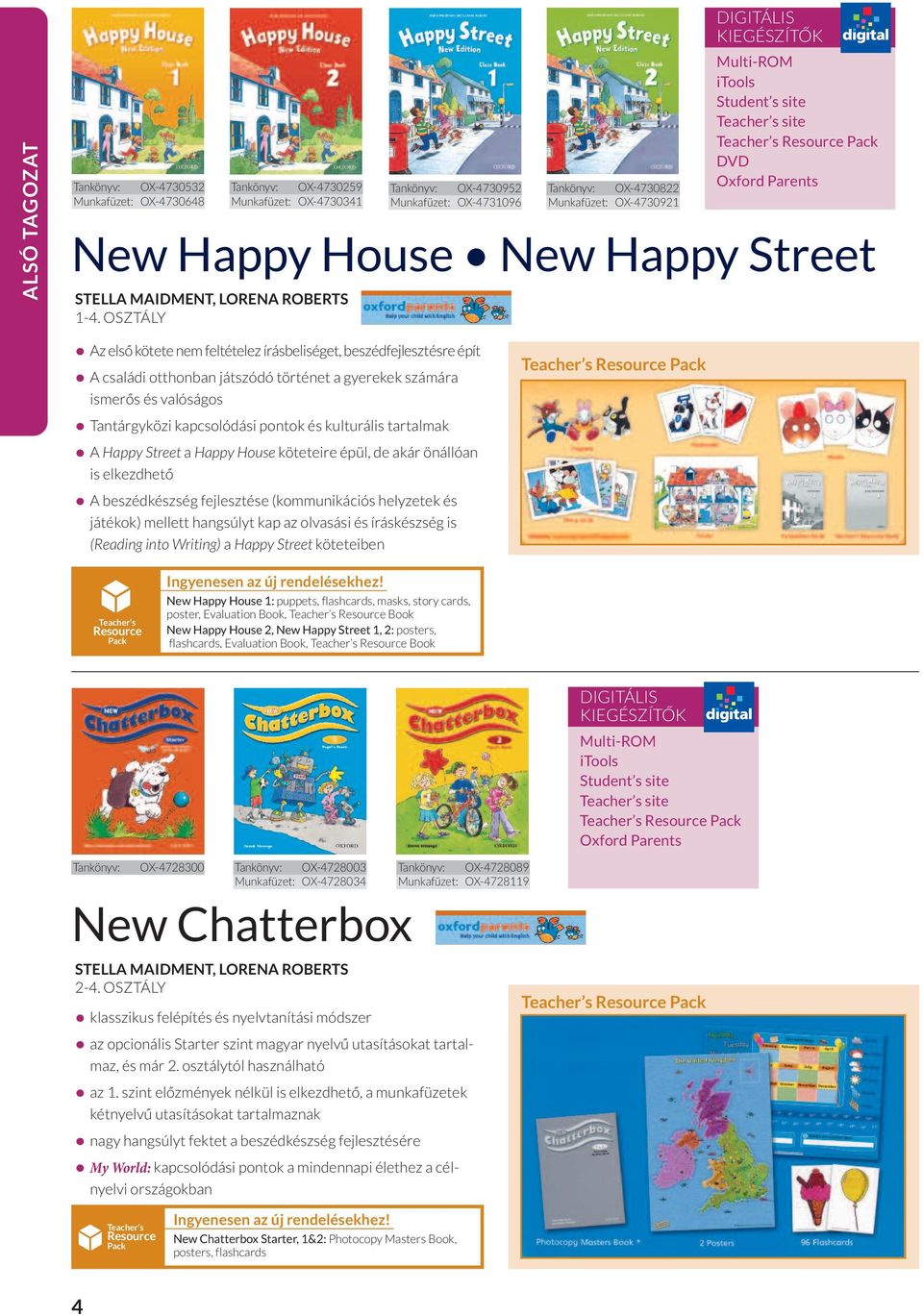 Tantárgyközi kapcsolódási pontok és kulturális tartalmak A Happy Street a Happy House köteteire épül, de akár önállóan is elkezdhetô A beszédkészség fejlesztése (kommunikációs helyzetek és játékok)