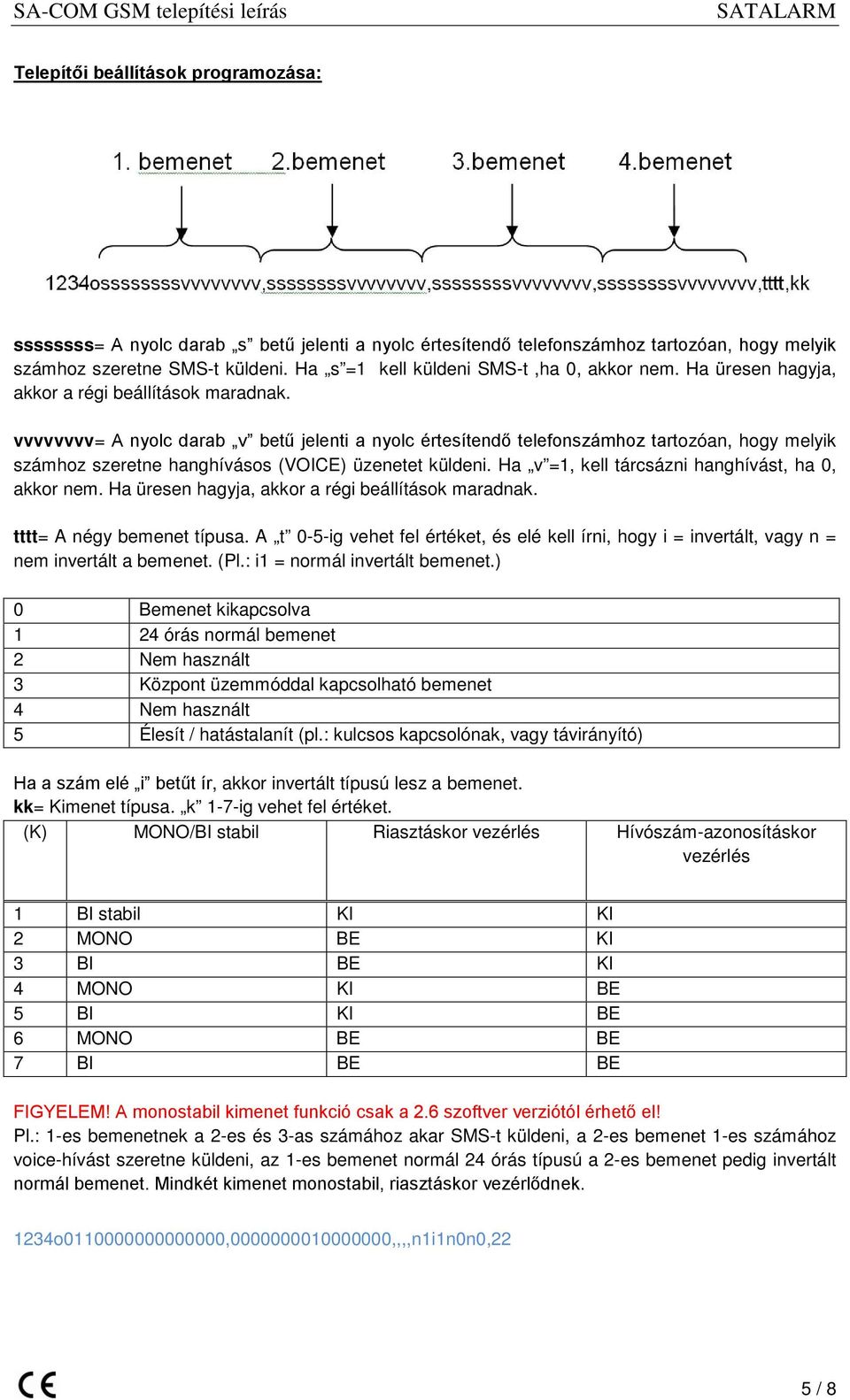 vvvvvvvv= A nyolc darab v betű jelenti a nyolc értesítendő telefonszámhoz tartozóan, hogy melyik számhoz szeretne hanghívásos (VOICE) üzenetet küldeni.