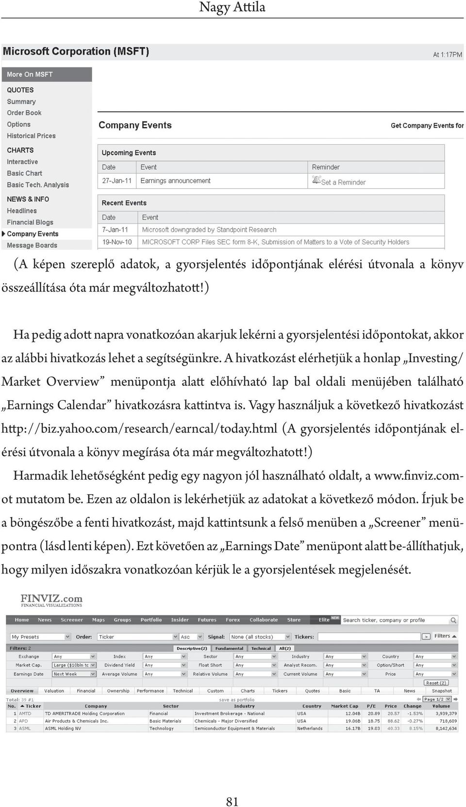 A hivatkozást elérhetjük a honlap Investing/ Market Overview menüpontja alatt előhívható lap bal oldali menüjében található Earnings Calendar hivatkozásra kattintva is.
