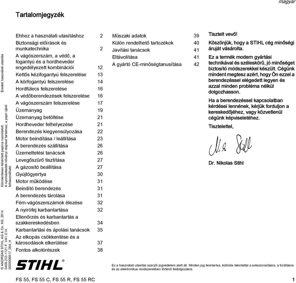 STIHL FS 55. Használati utasítás - PDF Ingyenes letöltés