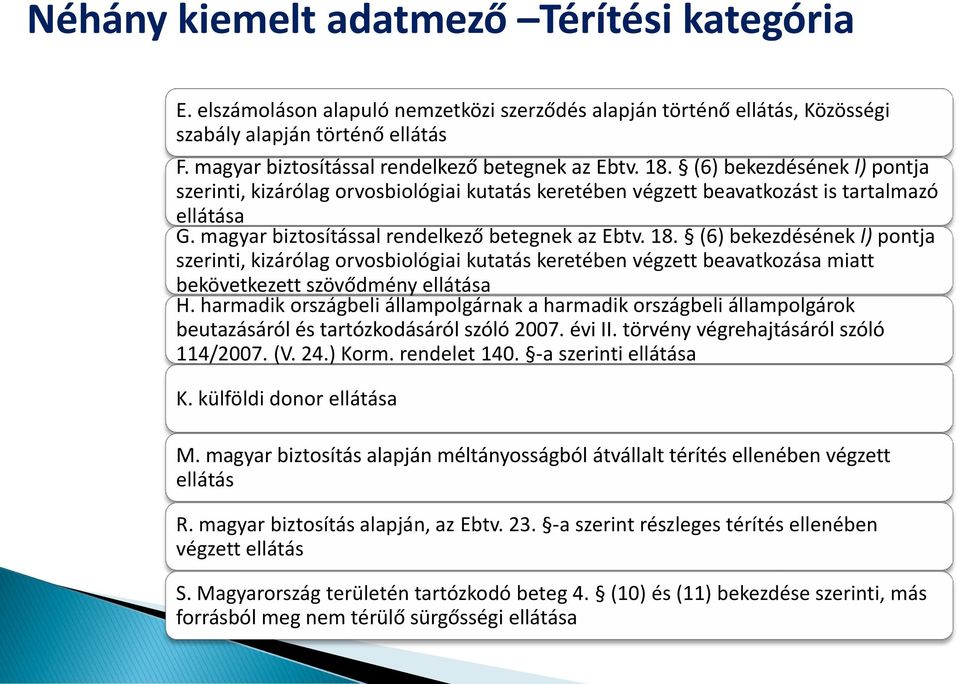magyar biztosítással rendelkező betegnek az Ebtv. 18. (6) bekezdésének l) pontja szerinti, kizárólag orvosbiológiai kutatás keretében végzett beavatkozása miatt bekövetkezett szövődmény ellátása H.