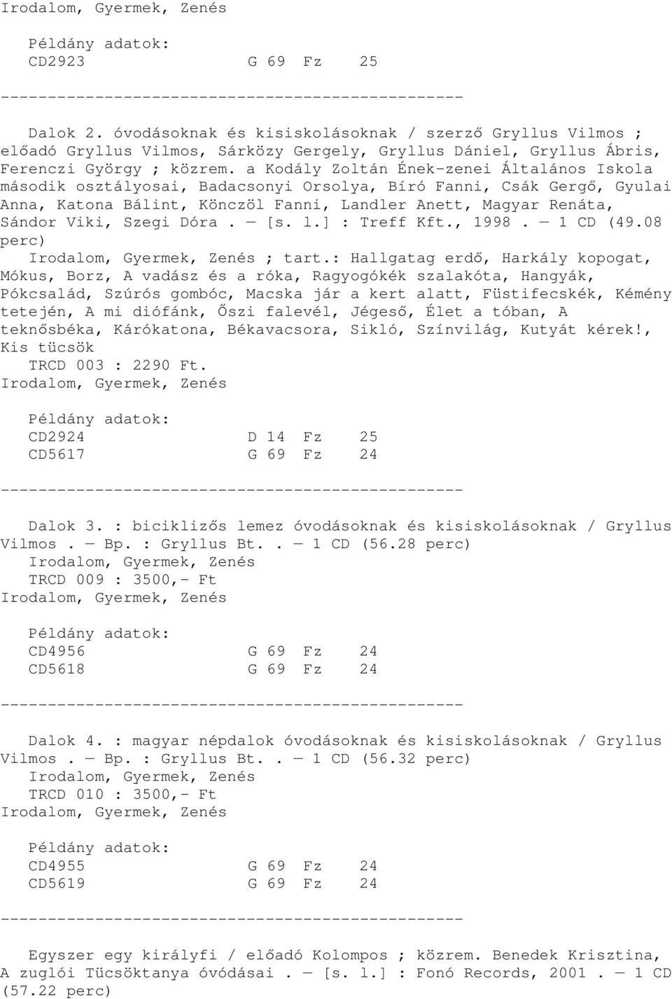 Szegi Dóra. [s. l.] : Treff Kft., 1998. 1 CD (49.08 perc) ; tart.