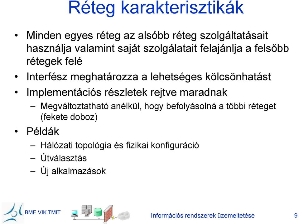 Implementációs részletek rejtve maradnak Megváltoztatható anélkül, hogy befolyásolná a többi réteget