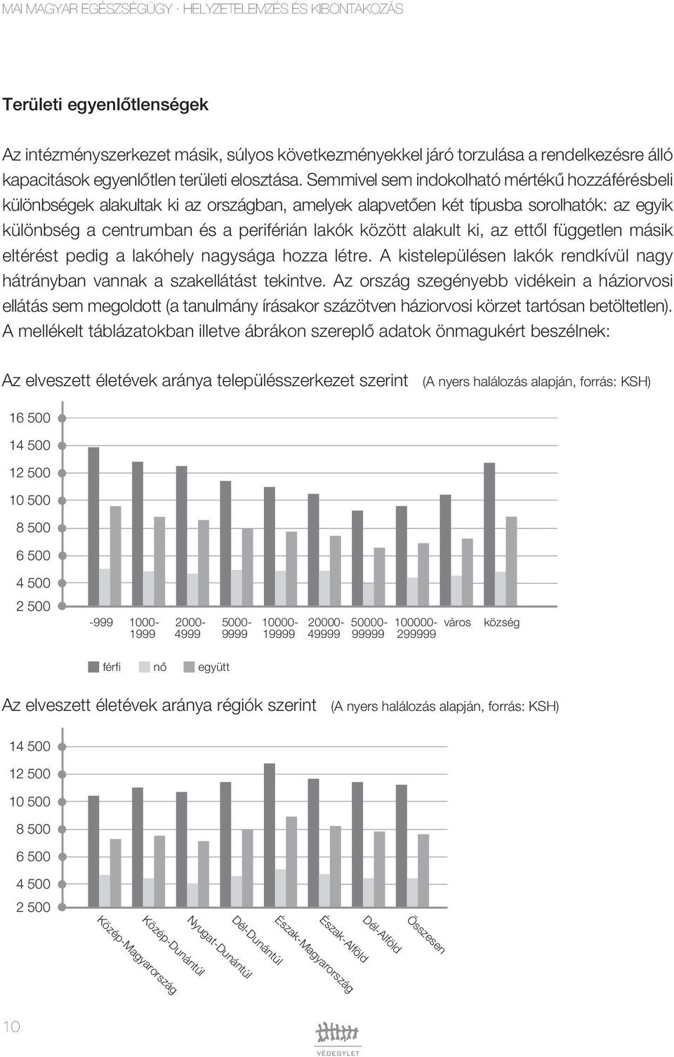 ki, az ettôl független másik eltérést pedig a lakóhely nagysága hozza létre. A kistelepülésen lakók rendkívül nagy hátrányban vannak a szakellátást tekintve.