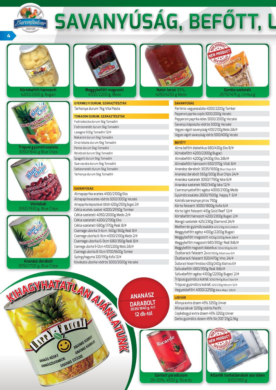 Fodrosmetélt durum 5kg Tomadini Lasagne 500g Tomadini 12/# Makaróni durum 5kg Tomadini Orsó tészta durum 5kg Tomadini Penne durum 5kg Tomadini Rövidcső durum 5kg Tomadini Spagetti durum 5kg Tomadini