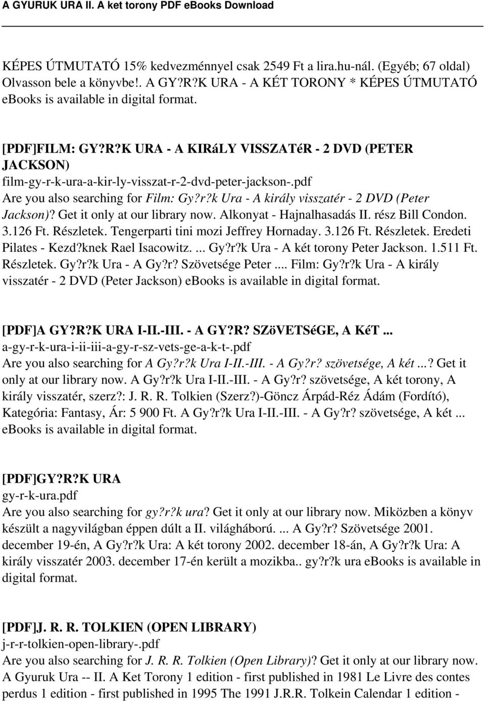 A GYURUK URA II. A ket torony - PDF Ingyenes letöltés